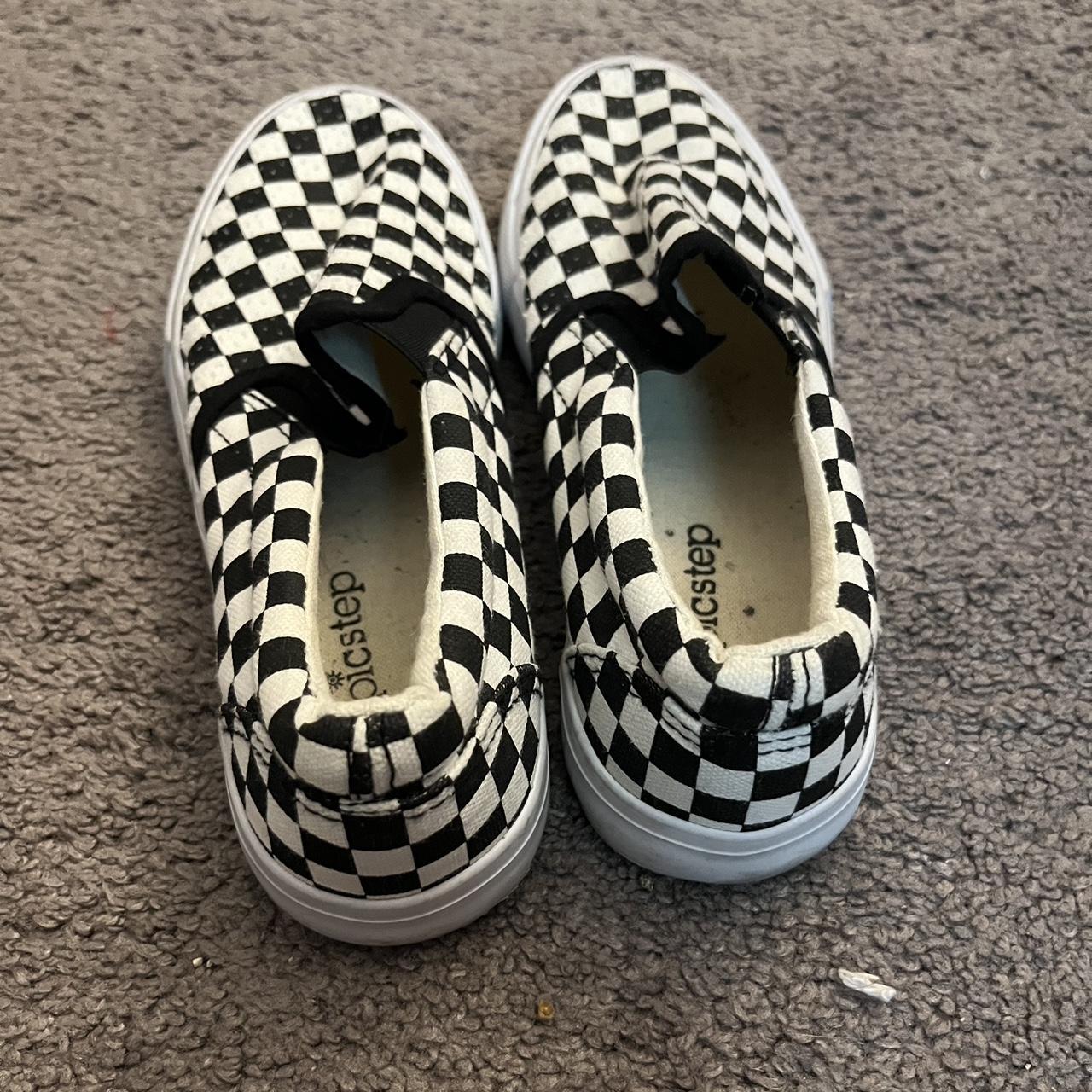 Black and white checkered slip on shoes! Kind of... - Depop