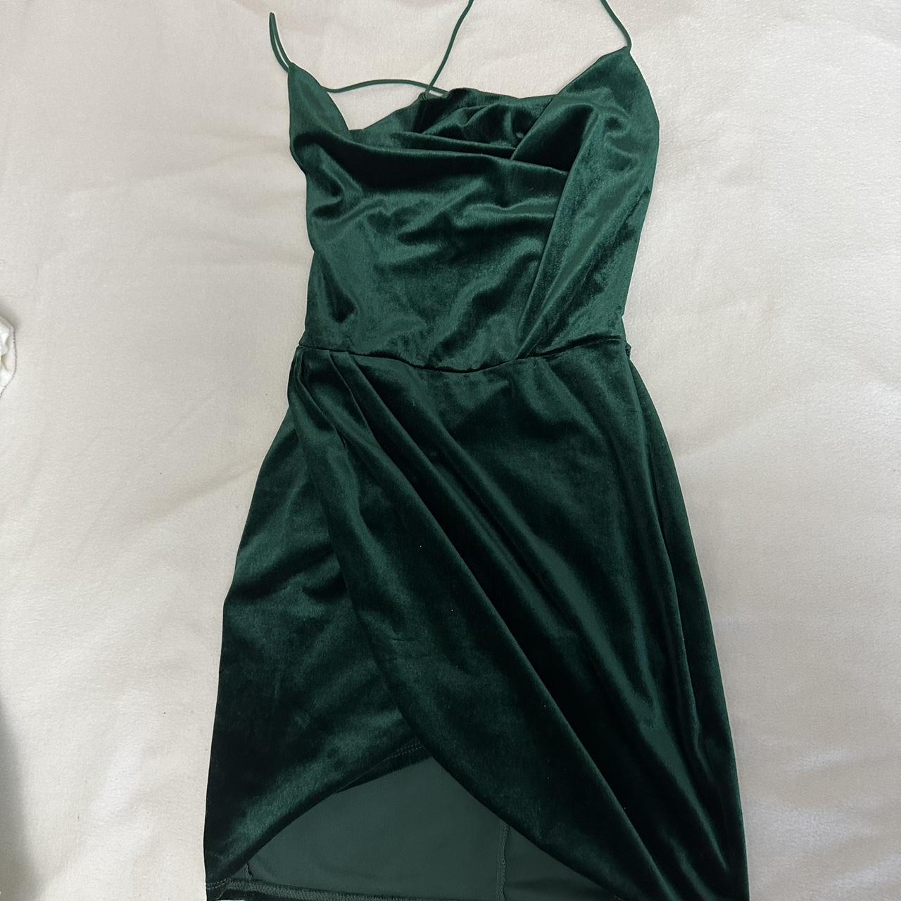 Lucy in the Sky Green velvet dress Size S Strap... - Depop