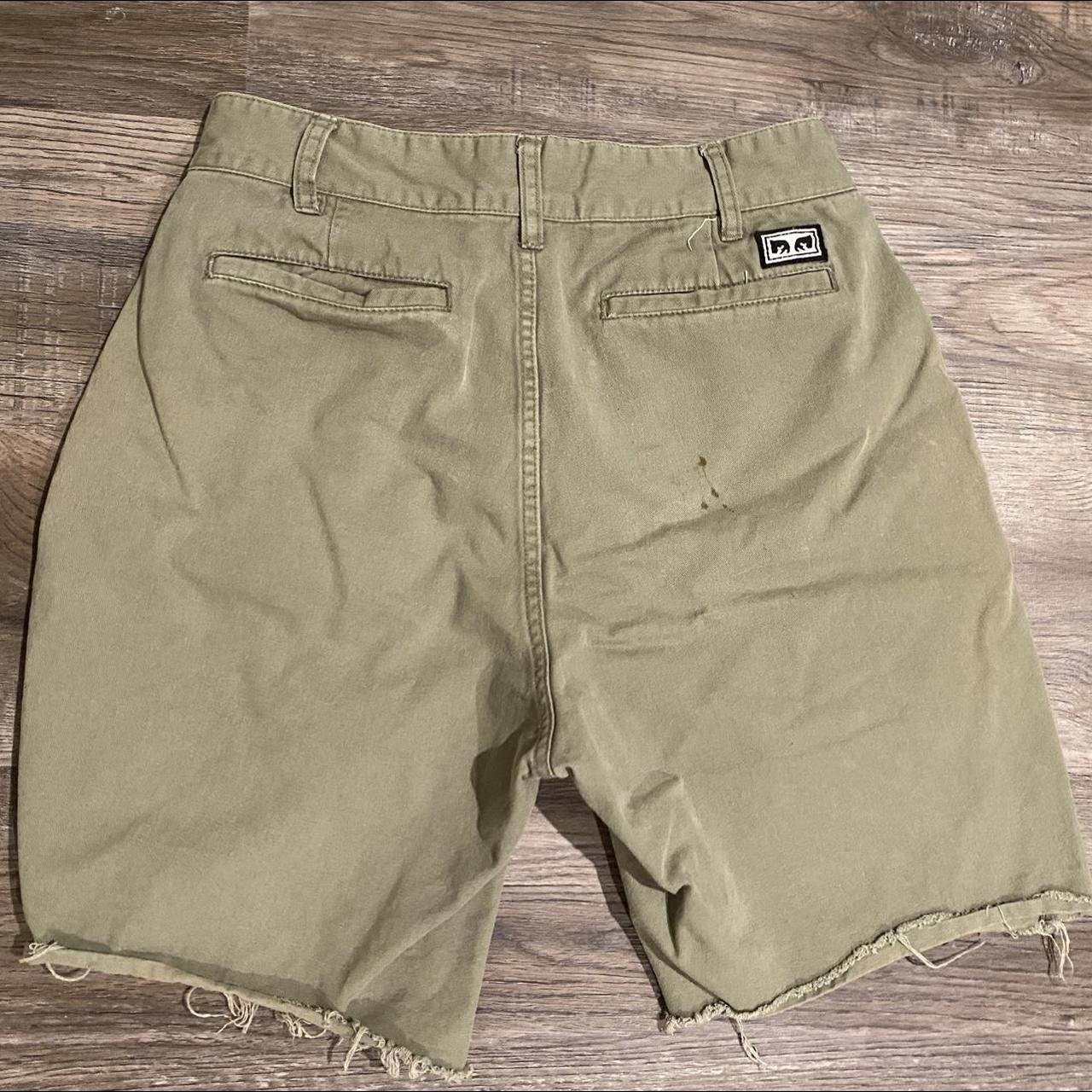 Obey Men's Cream and Khaki Shorts | Depop