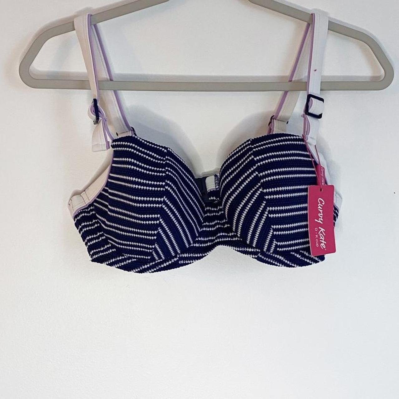 Curvy Kate Women's White and Navy Swimsuitonepiece Depop