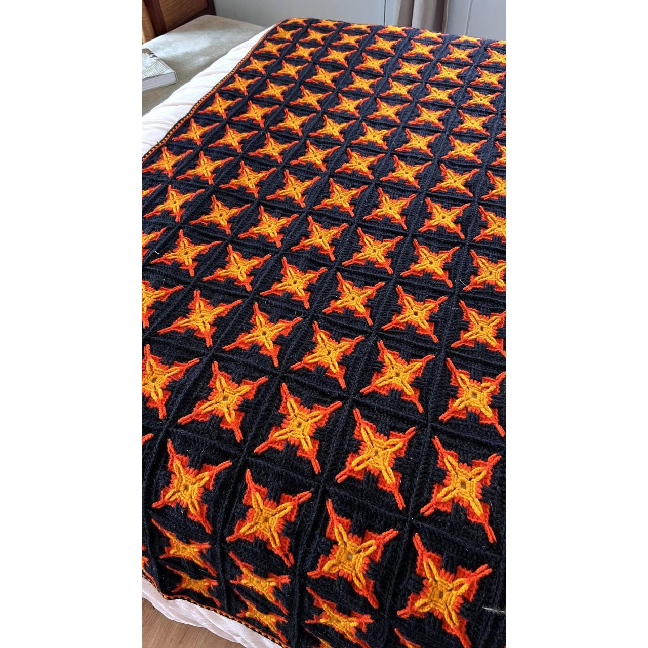 Vintage Retro Black Orange Double Sided Flame... - Depop