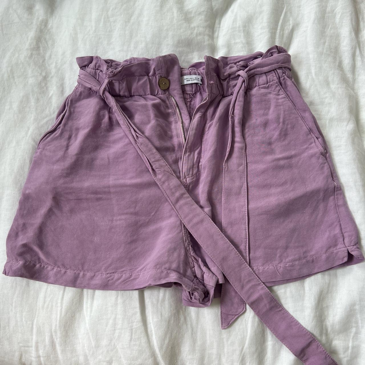 Zara Linen Blend Shorts / Purple / Faded-look / Size... - Depop