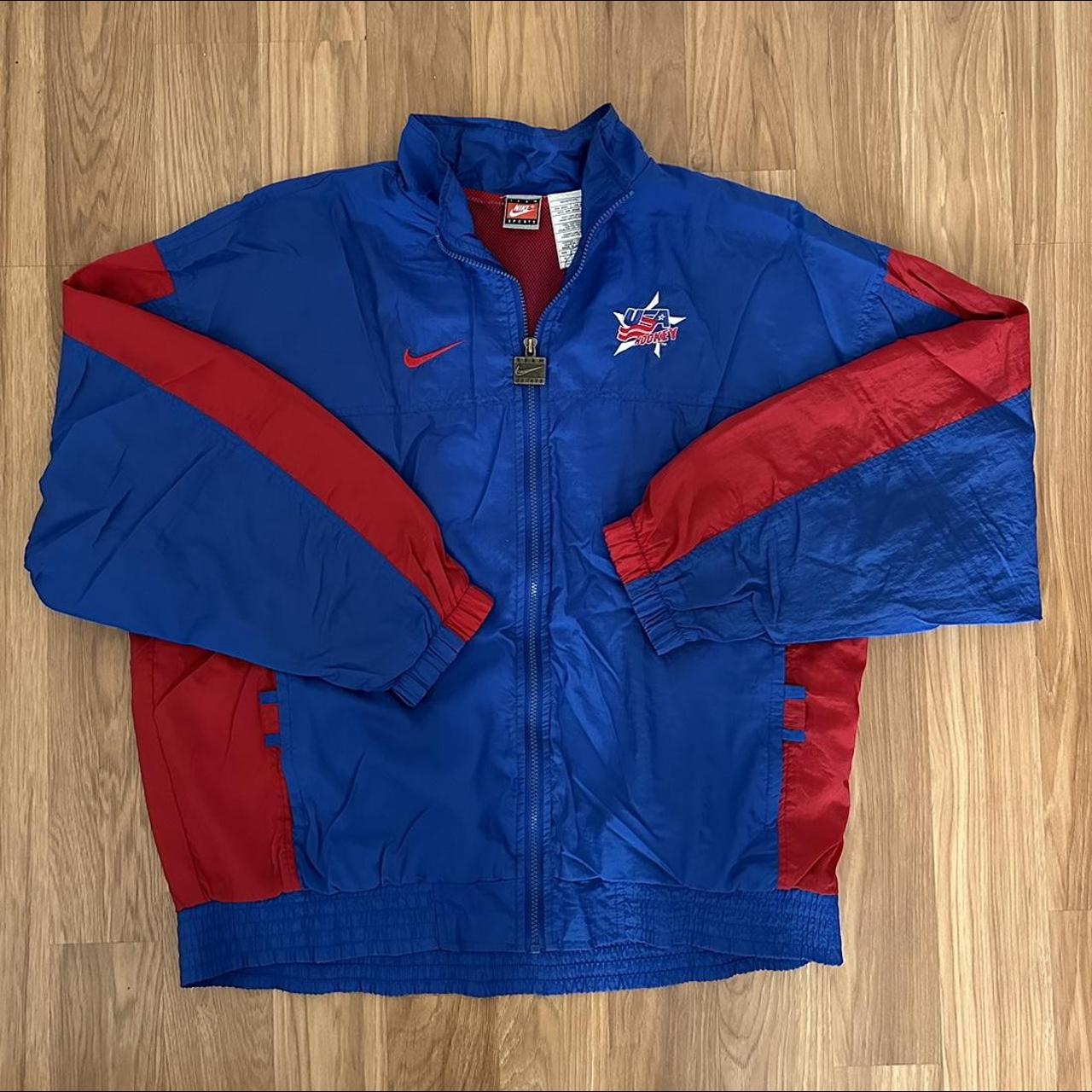 Vintage 1990s Nike Team Sports USA Hockey Zip-Up... - Depop