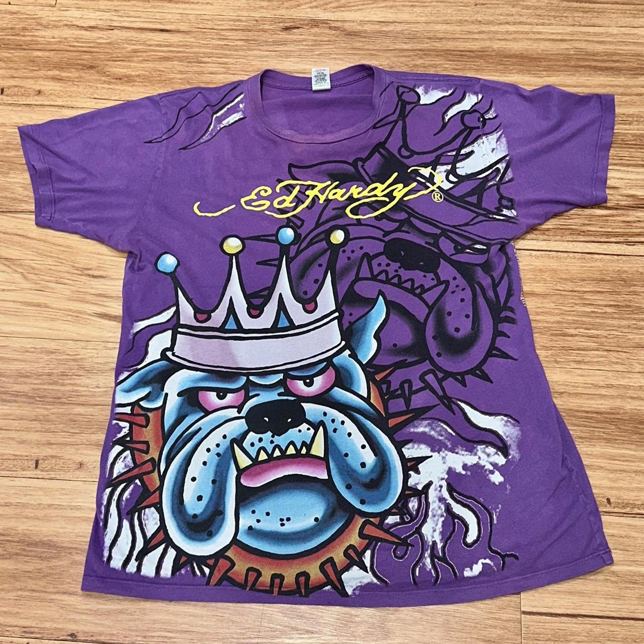 Ed hardy all over print dog king, Chest: 21.5...