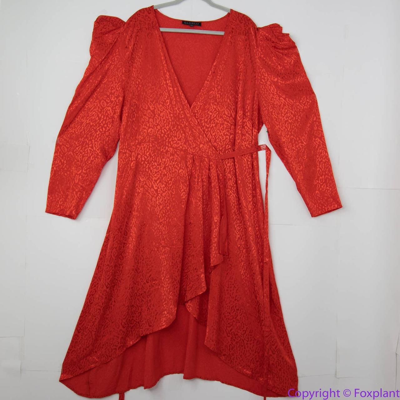 NEW Eloquii Red Leopard Burnout Pattern Wrap Dress