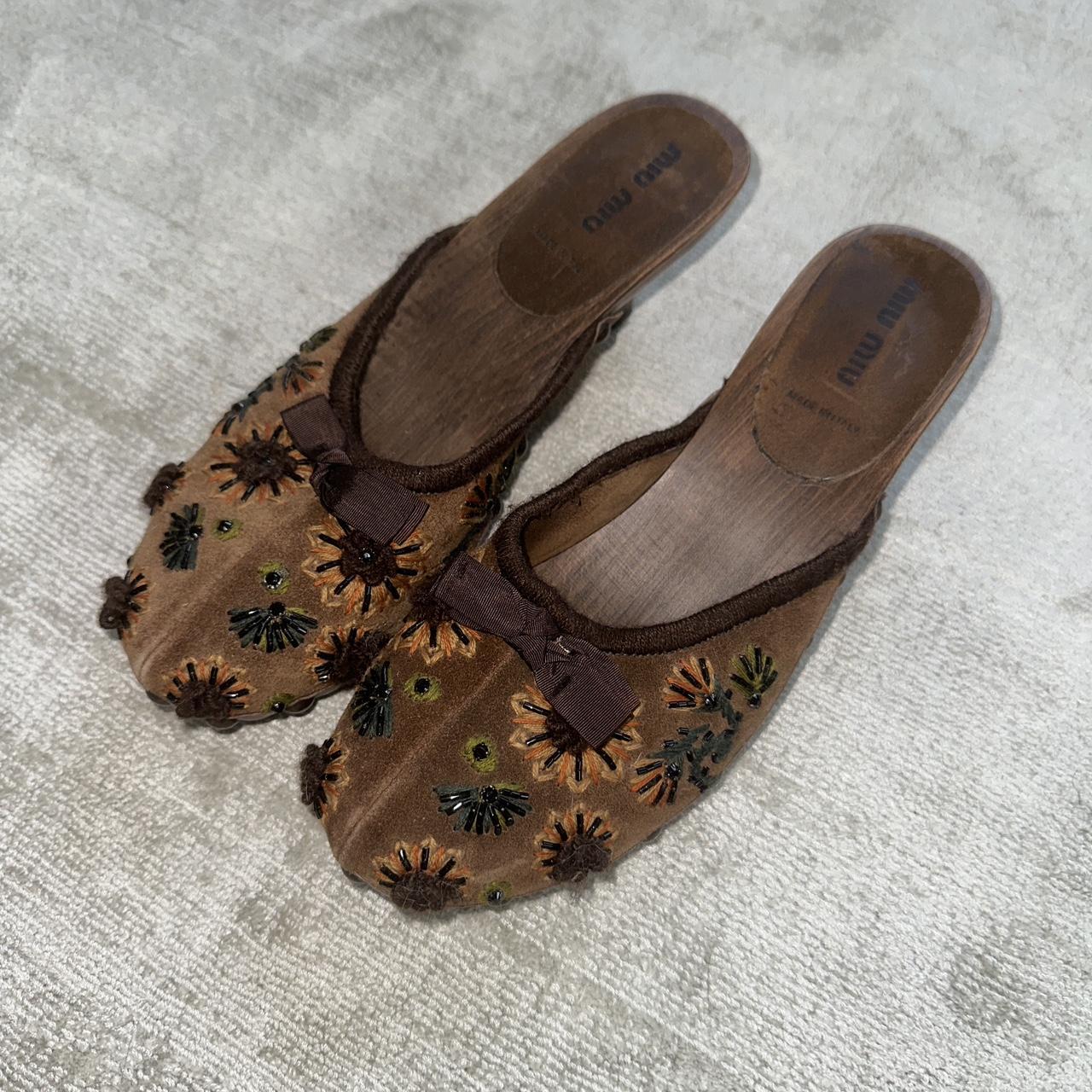 Miu Miu Women's Brown and Orange Clogs | Depop