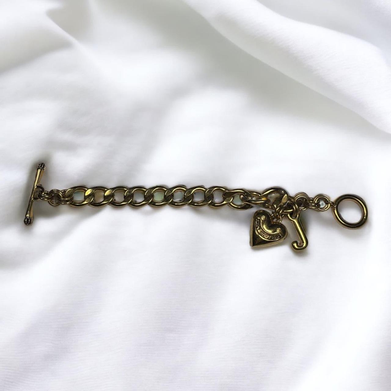 Vintage Y2K Juicy Couture Gold-Tone Charm Bracelet... - Depop