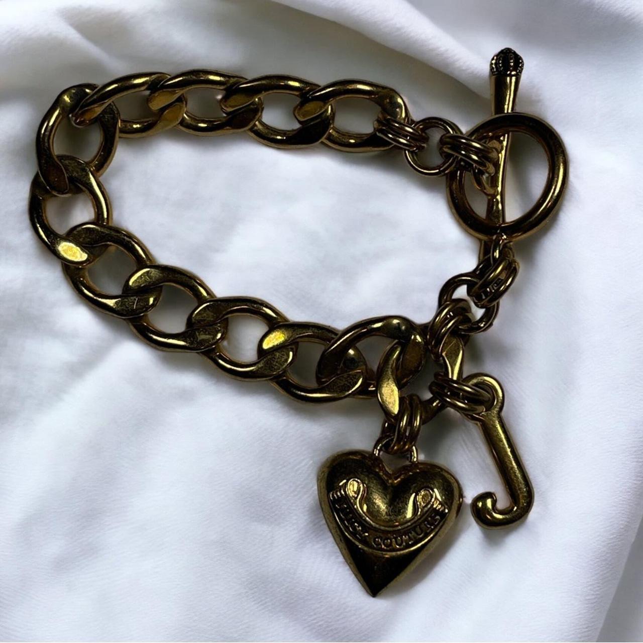 Vintage Y2K Juicy Couture Gold-Tone Charm Bracelet... - Depop