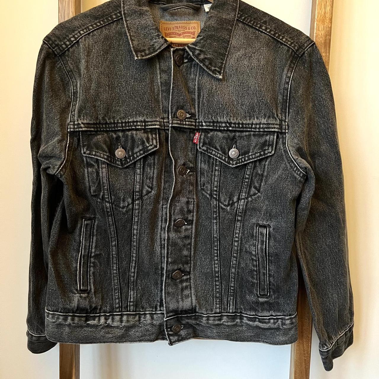 levi’s dark grey jean jacket Depop