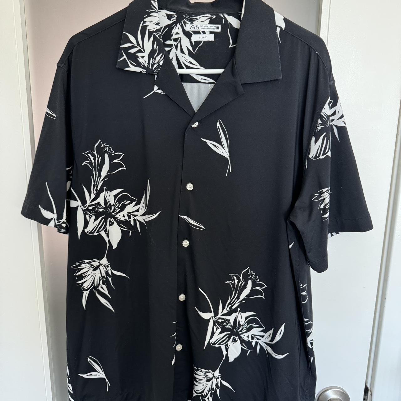 Zara Camp Collar Floral Shirt Worn once Slim Fit - Depop