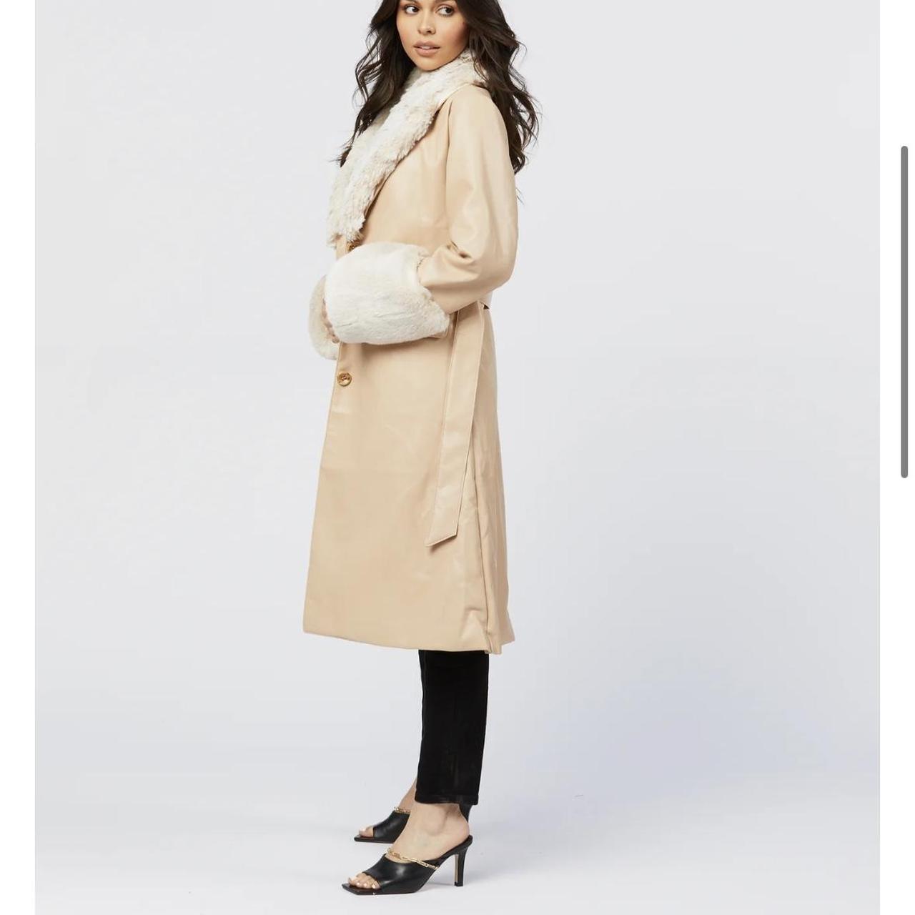 Faux fur trim coat by Shaci. Retails for $295.00... - Depop