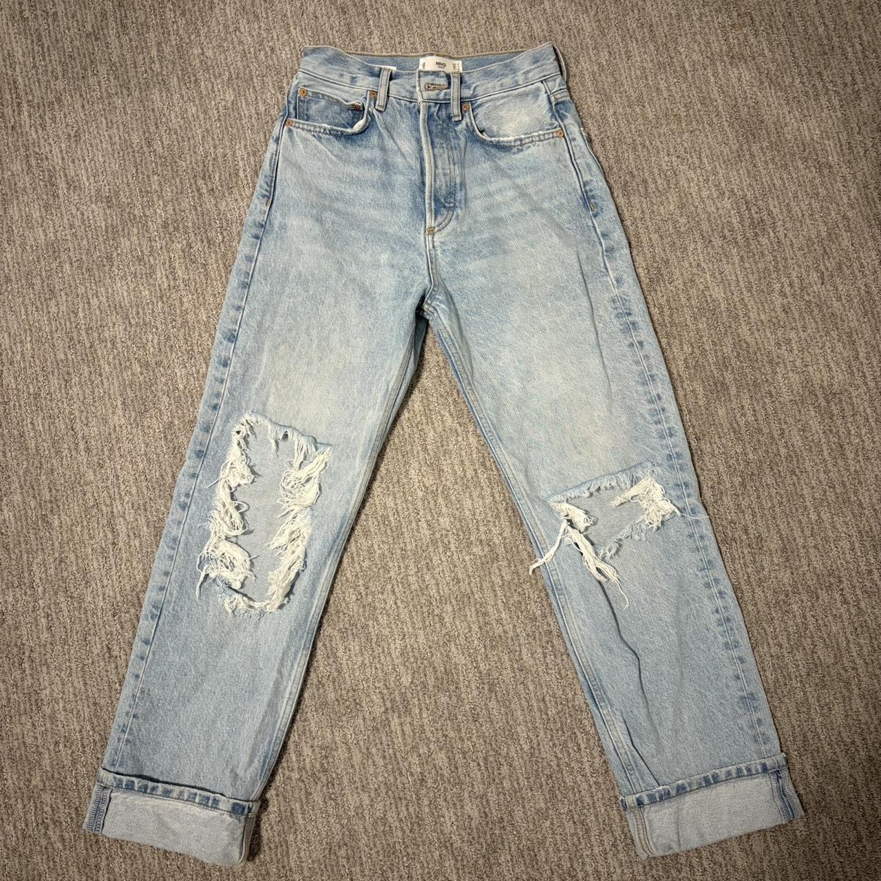 Mango Women's High waisted Distressed Jeans - Blue - 2 – Selina style Mango jeans; great condition & …