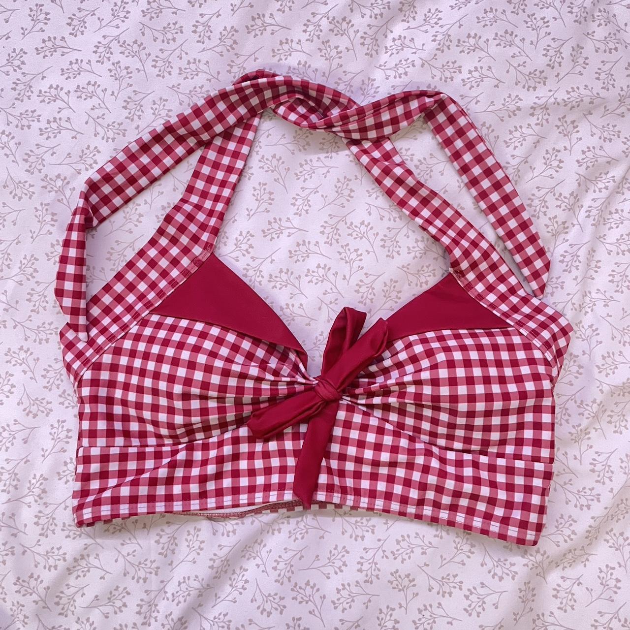 🍒adorable red checkered 2 piece swimsuit 🍒 size 6 or... - Depop