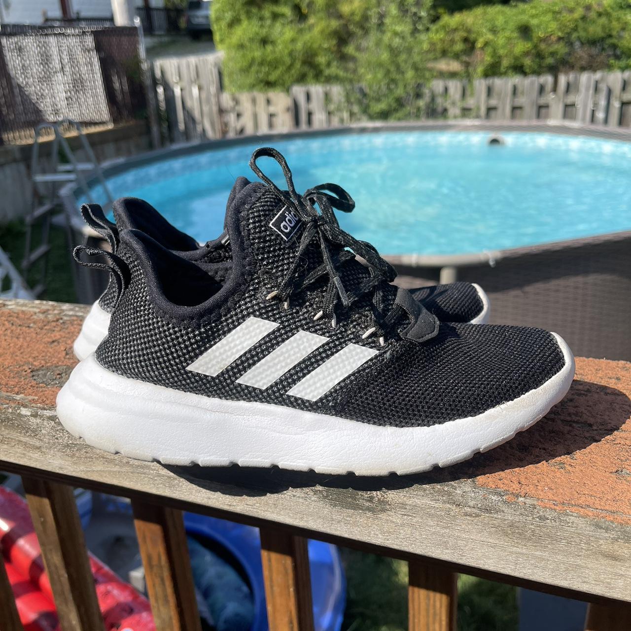 Adidas black and white athletic shoes trainers. Depop