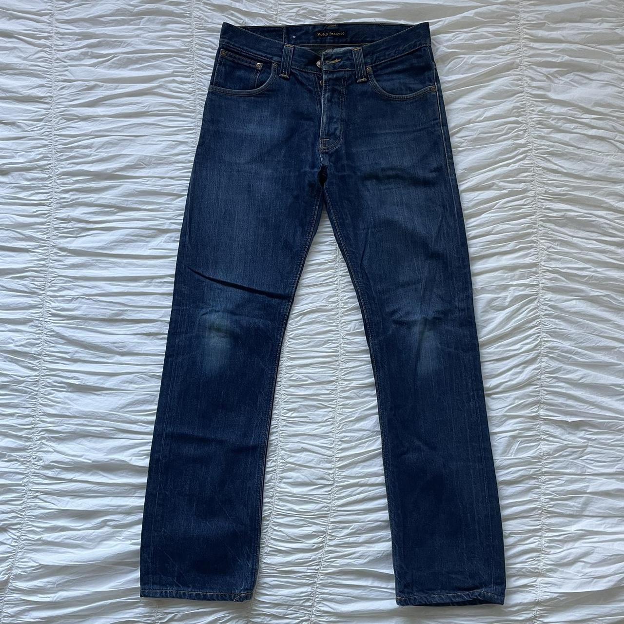 Vintage Nudie jeans in a slim straight cut Blue... - Depop