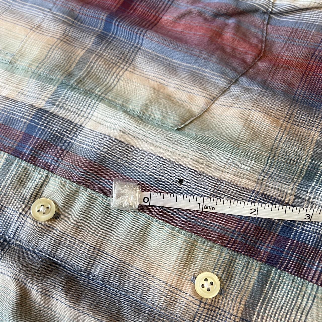 Vintage blue and red plaid short sleeve button up... - Depop