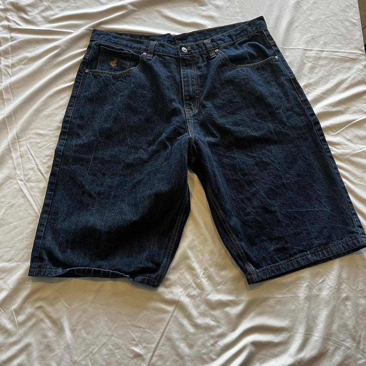 Rocawear Men's Navy and Orange Shorts | Depop