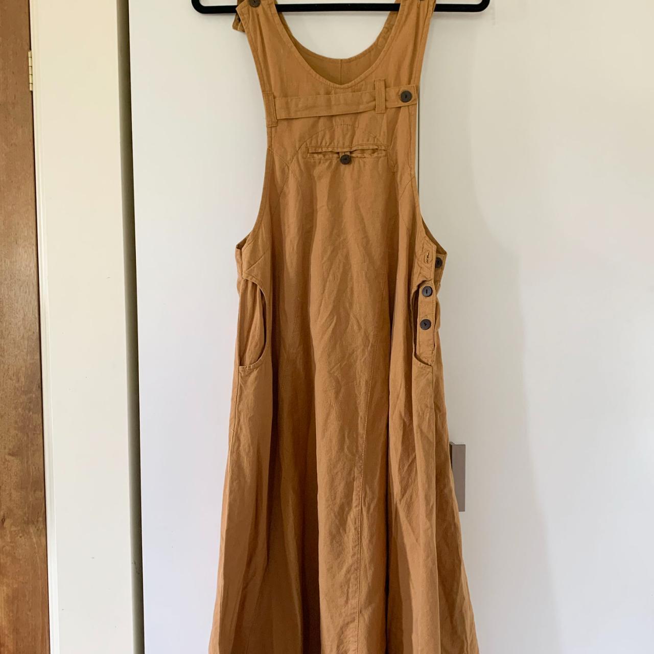 Women's Yellow and Tan Dress Depop
