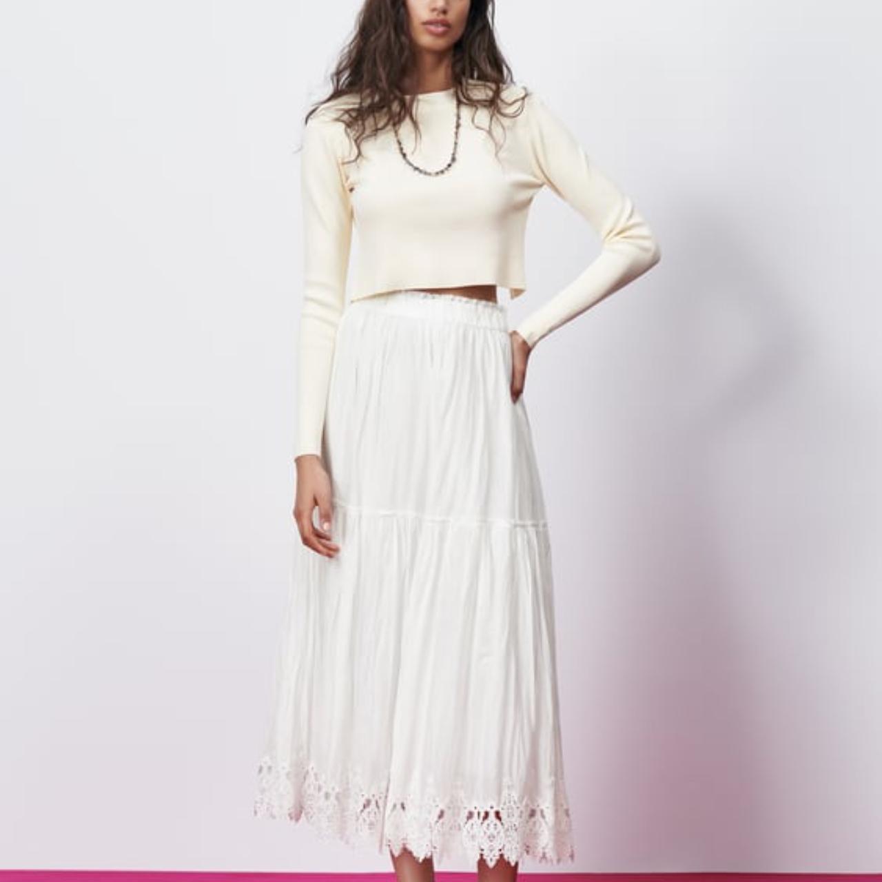 Zara Women's White Skirt Depop