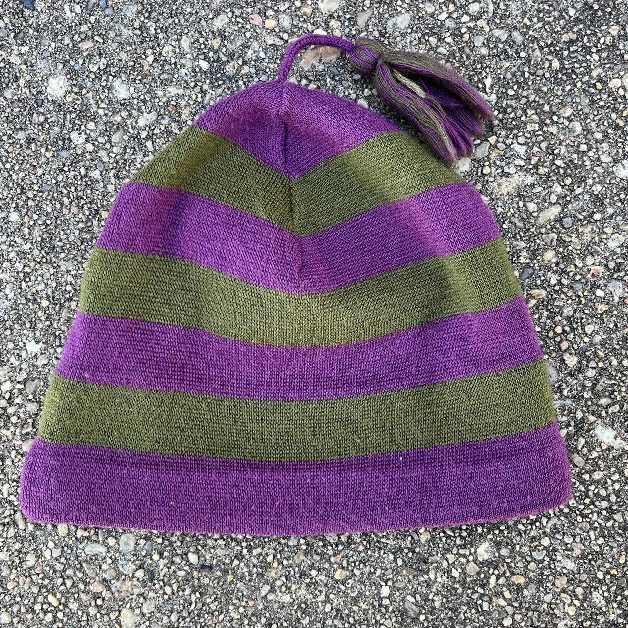 Patagonia Men's Green and Purple Hat Depop