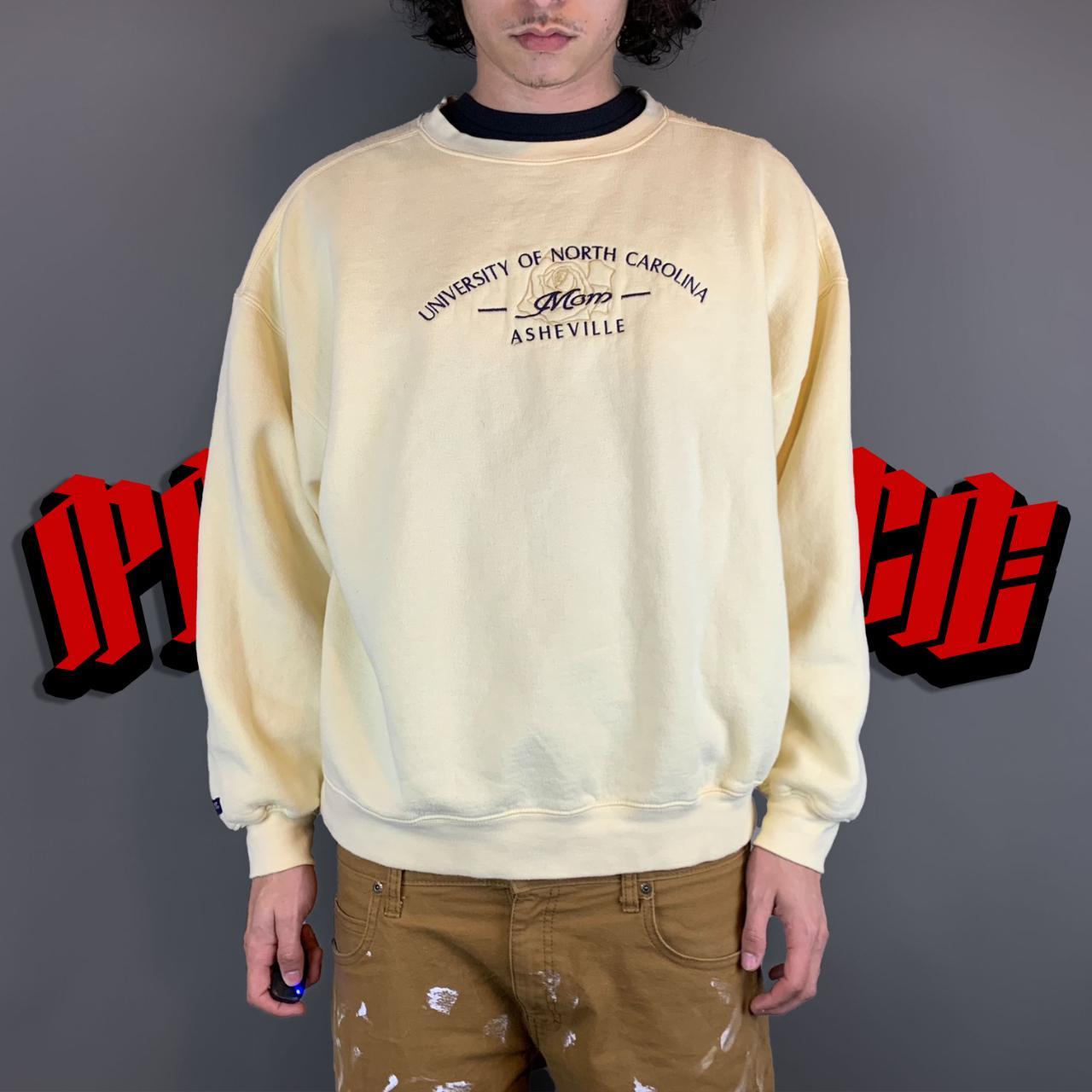 Jansport Men's Cream and Yellow Sweatshirt Depop