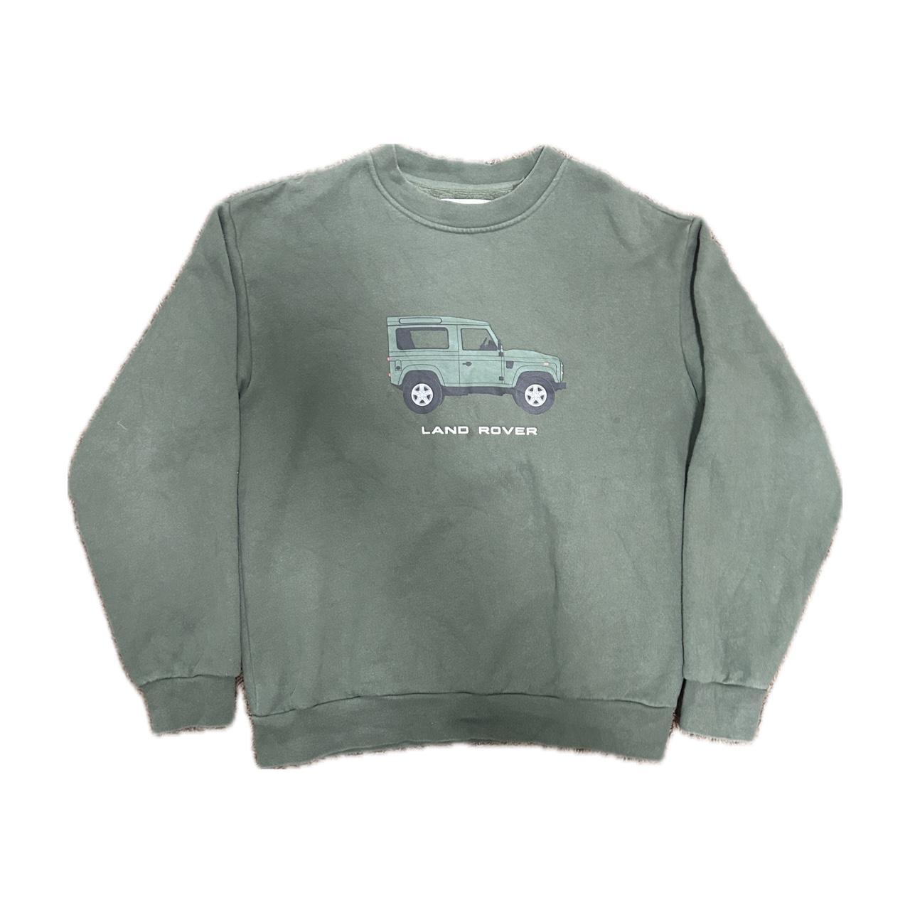 Pacsun Green Land Rover Graphic Crewneck Size... Depop