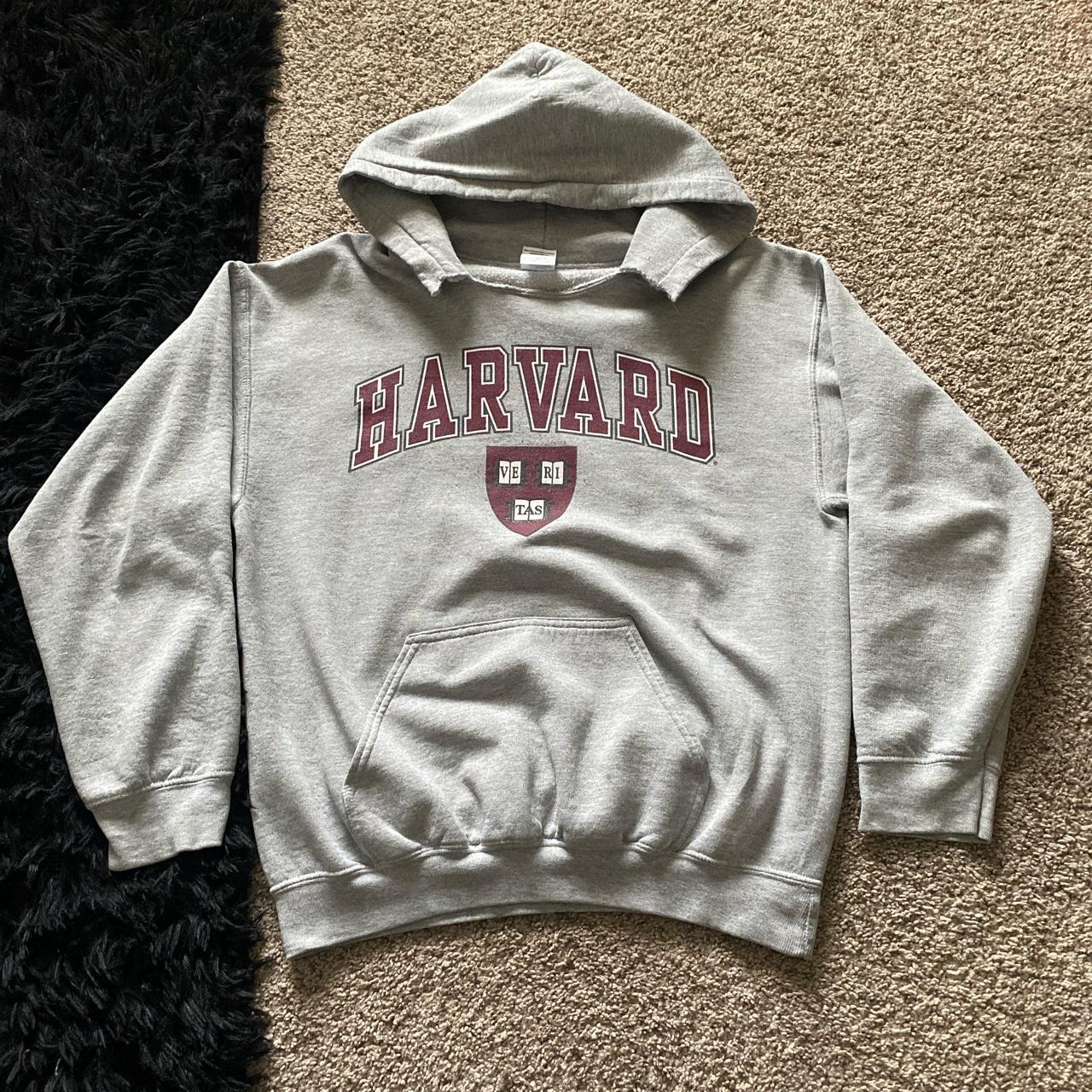 vintage harvard hoodie neckline distressed - Depop