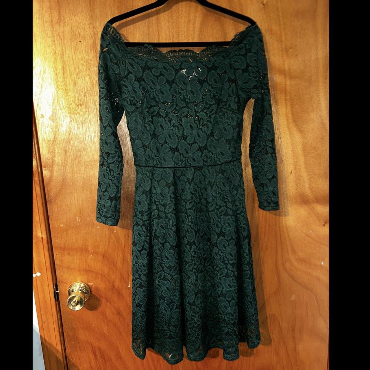 MissMay Small off the shoulder green lace dress Only... - Depop