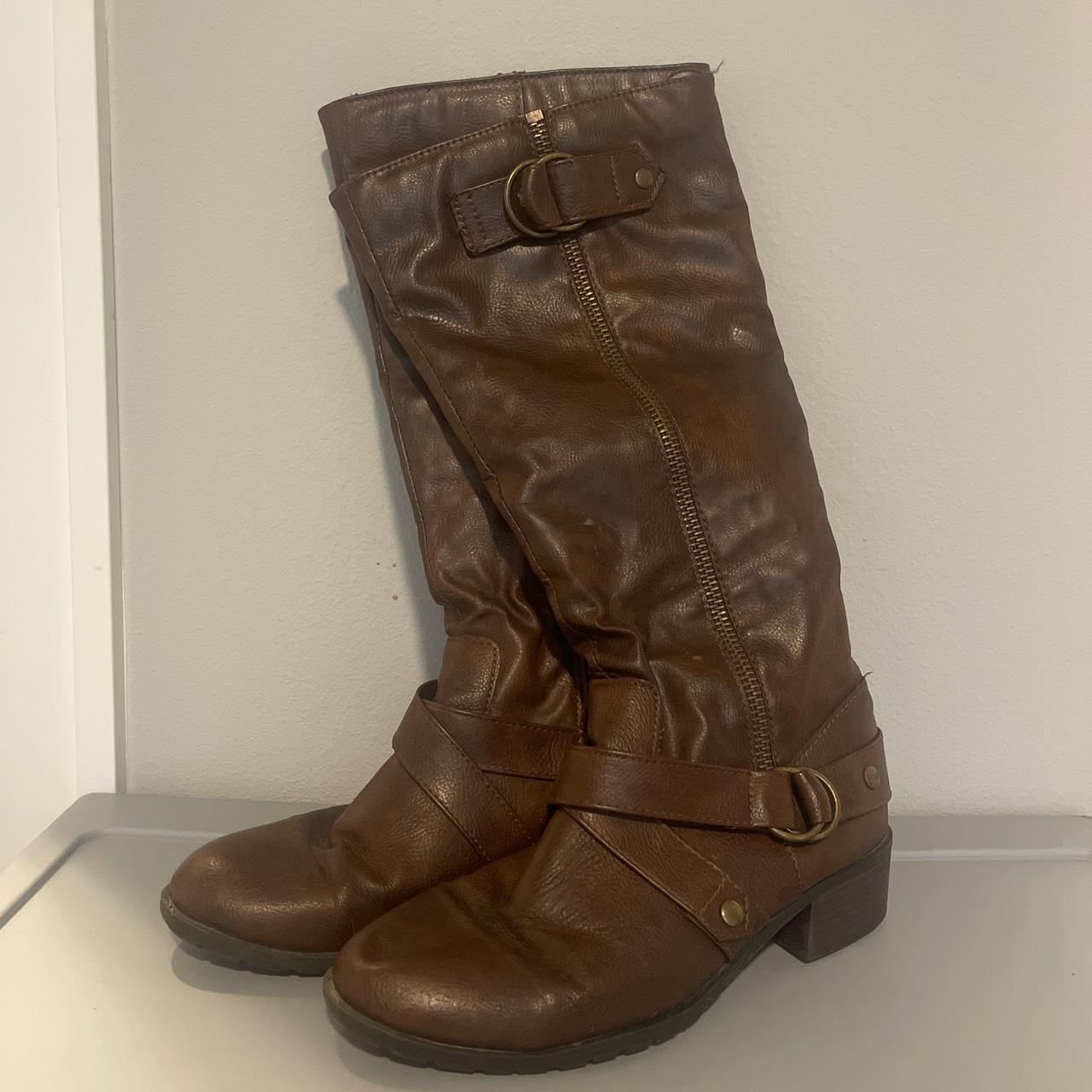 Faux Leather Tall Boots Worn a few times, but... Depop