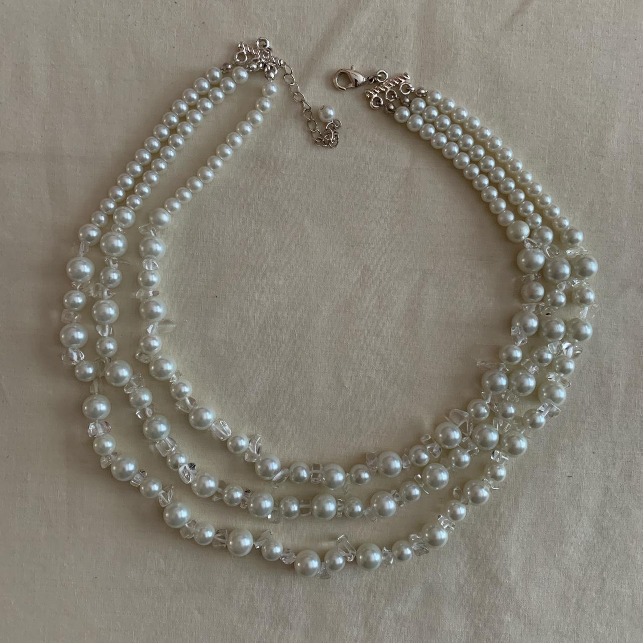 Tripled layered vintage pearl necklace Three rows of... - Depop