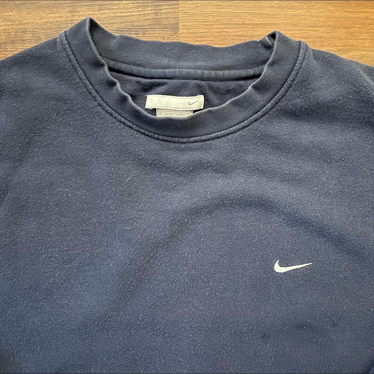 Y2k Navy Blue Nike Essential Crewneck Sweater... - Depop