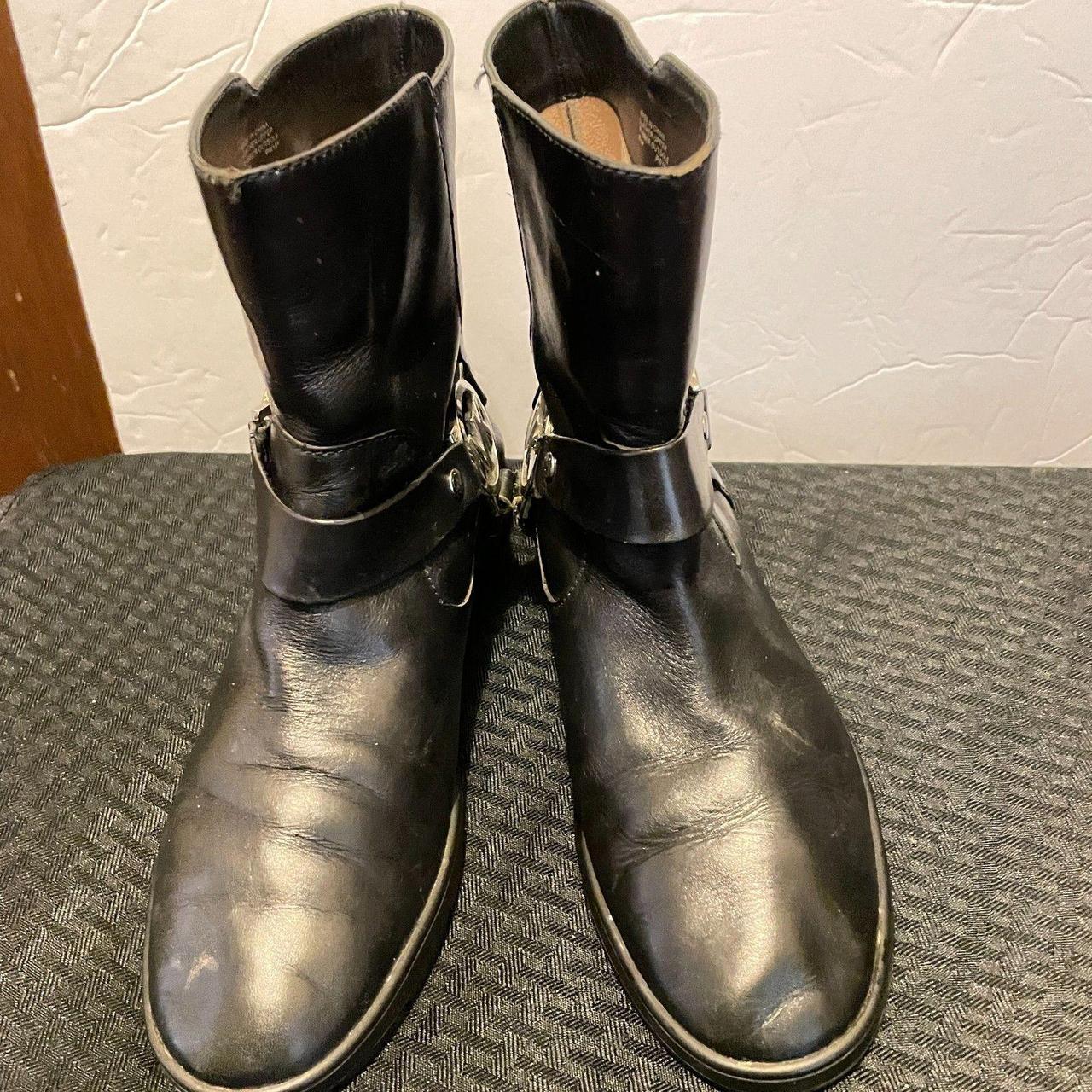 Michael Kors Moto Boots Black Leather Women s. Depop