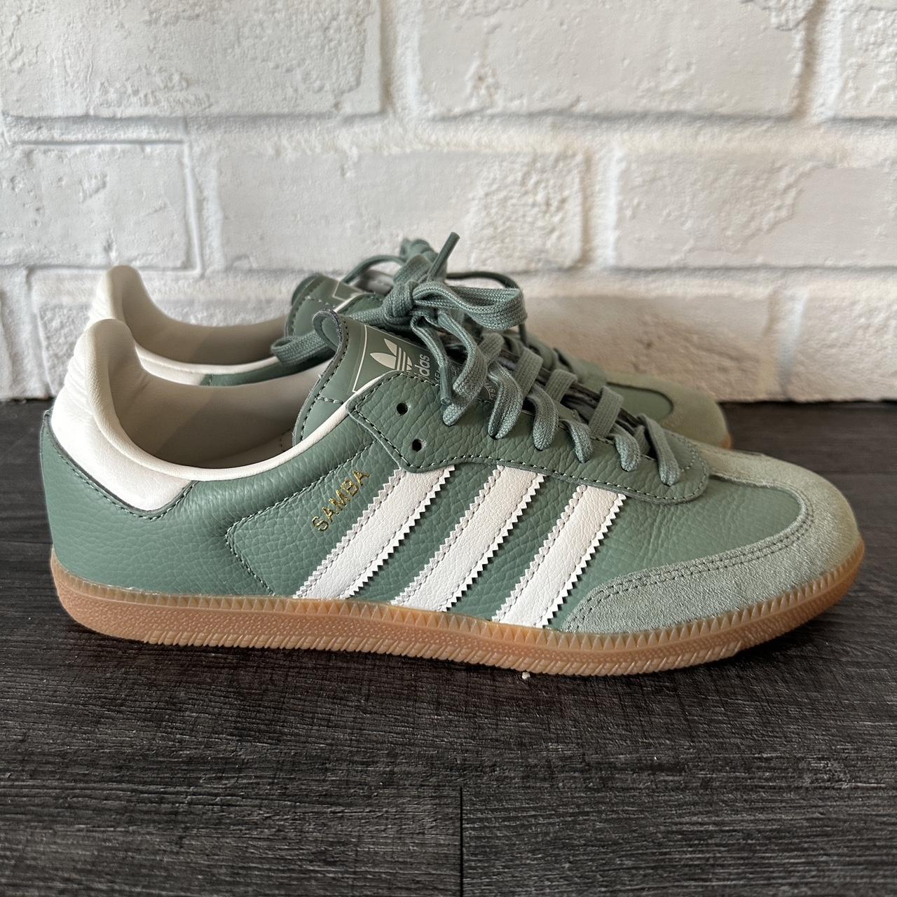 adidas og sambas in silver green 🤍 brand new. size... - Depop