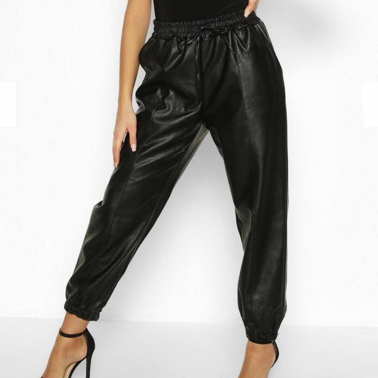 High Waisted Leather Look Joggers