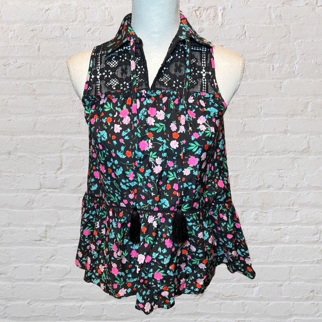 Kate Spade Women's Sleeveless Top Black with Pink - Depop