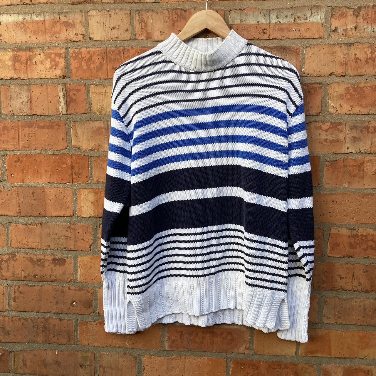 Vintage The Sweater Shop Womens Cotton Knit Striped... - Depop