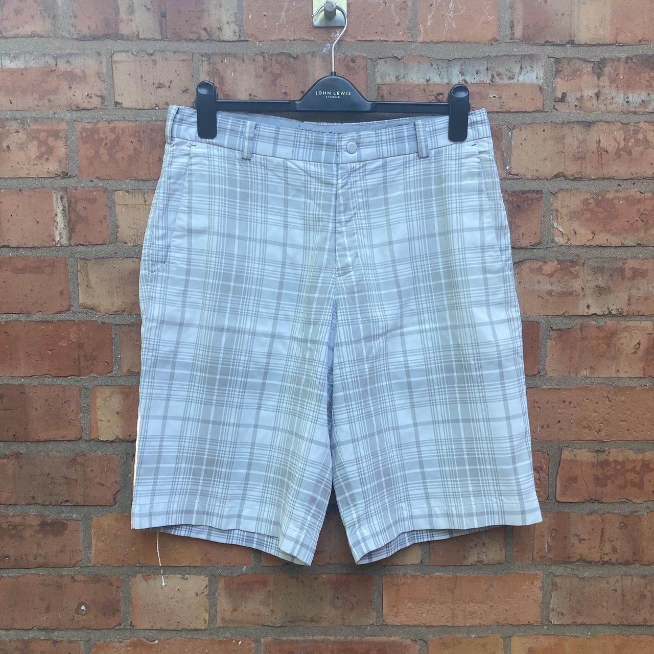 Nike Golf Mens White Grey Check Shorts... - Depop