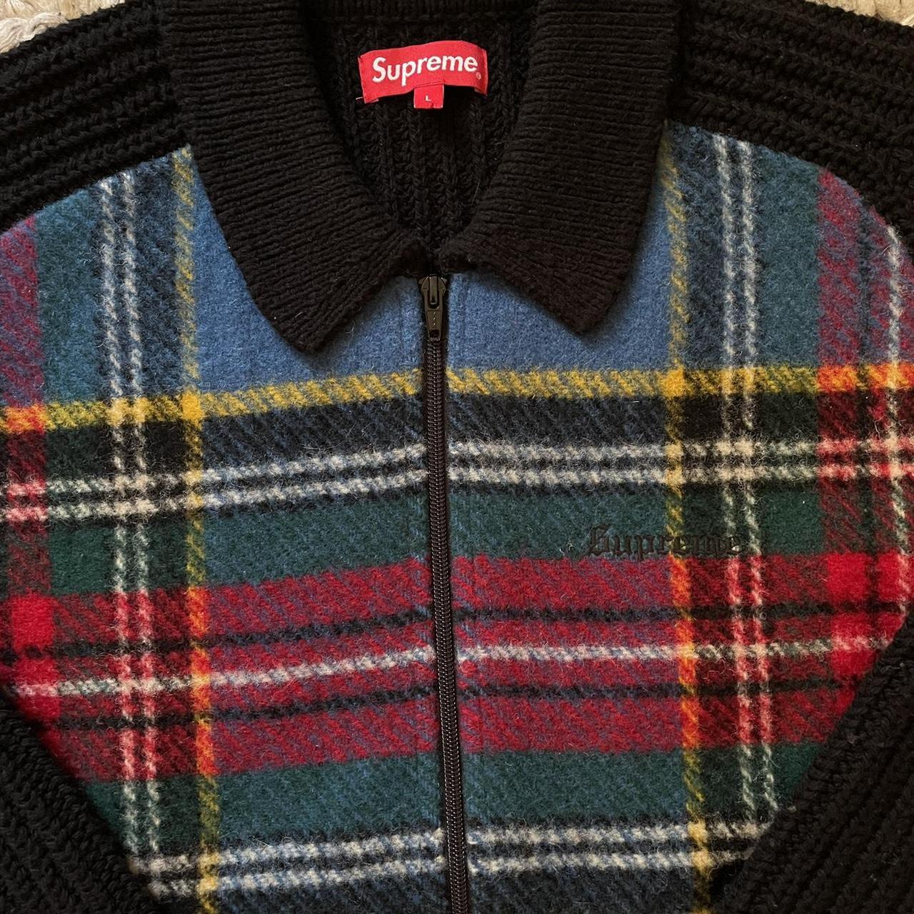 Supreme Plaid Front Zip Sweater Collared Sweater Zip... - Depop