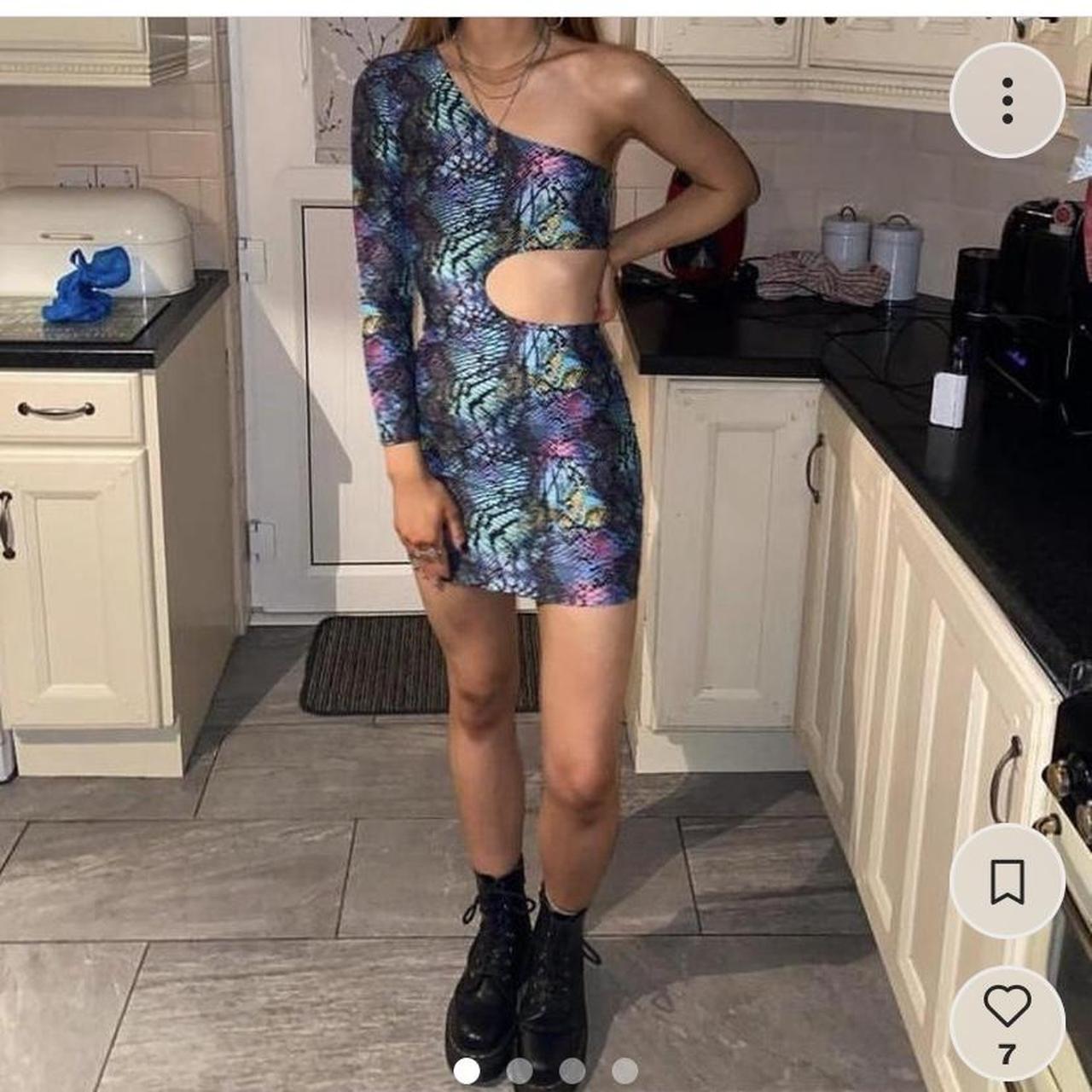 AJS Design assymetric cut out dress in venom Size XS... Depop