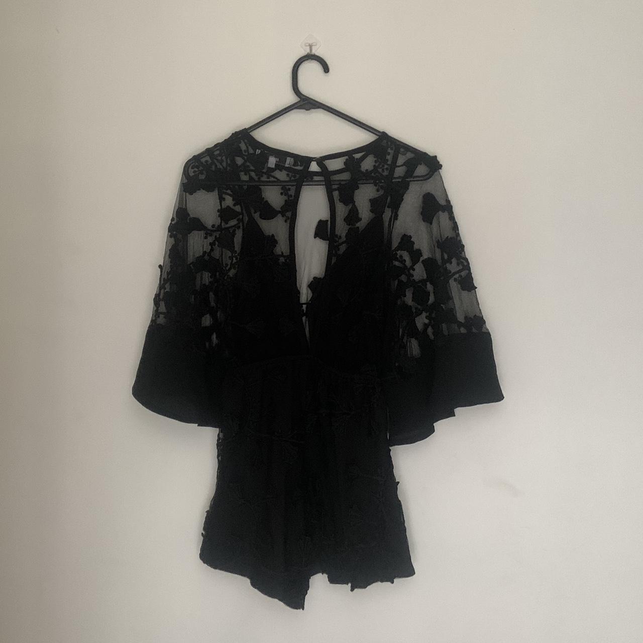 Mia Black Lace Playsuit, never worn. Size: AU... - Depop