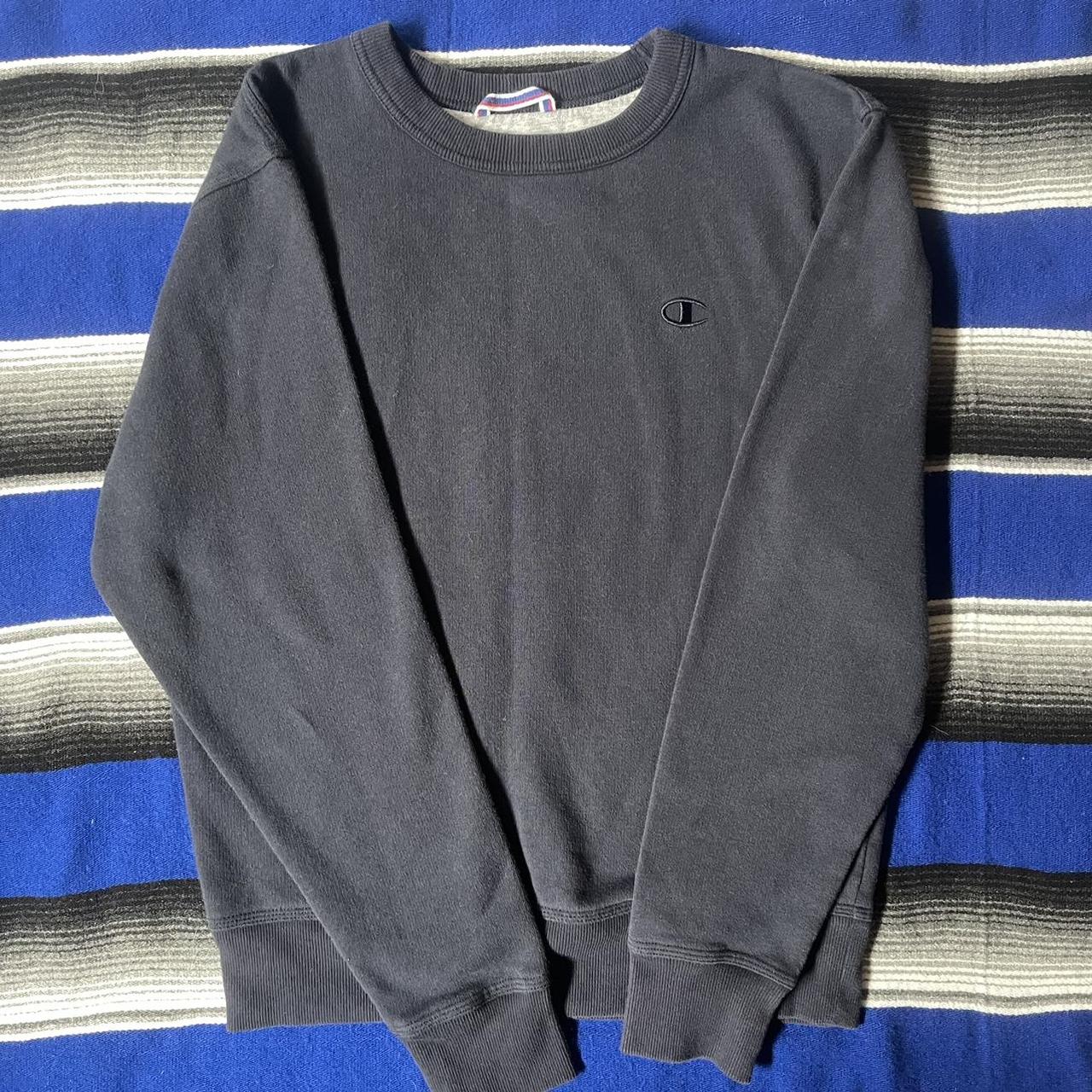 Champion crewneck sweater Navy Blue Size S Fleece - Depop