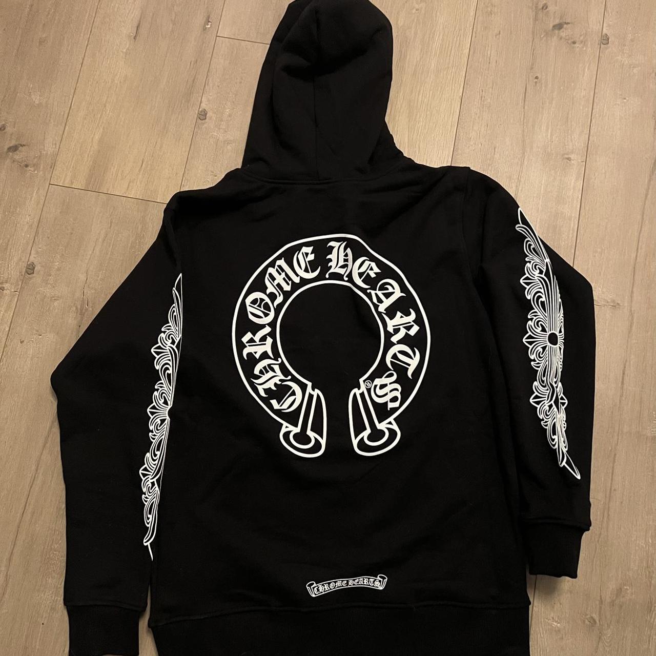 Chrome Hearts Men's White and Black Hoodie | Depop