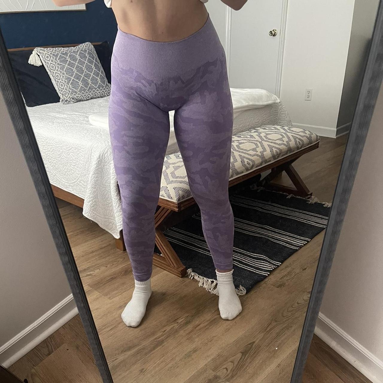 purple camo nvgtn leggings size small smoke free - Depop