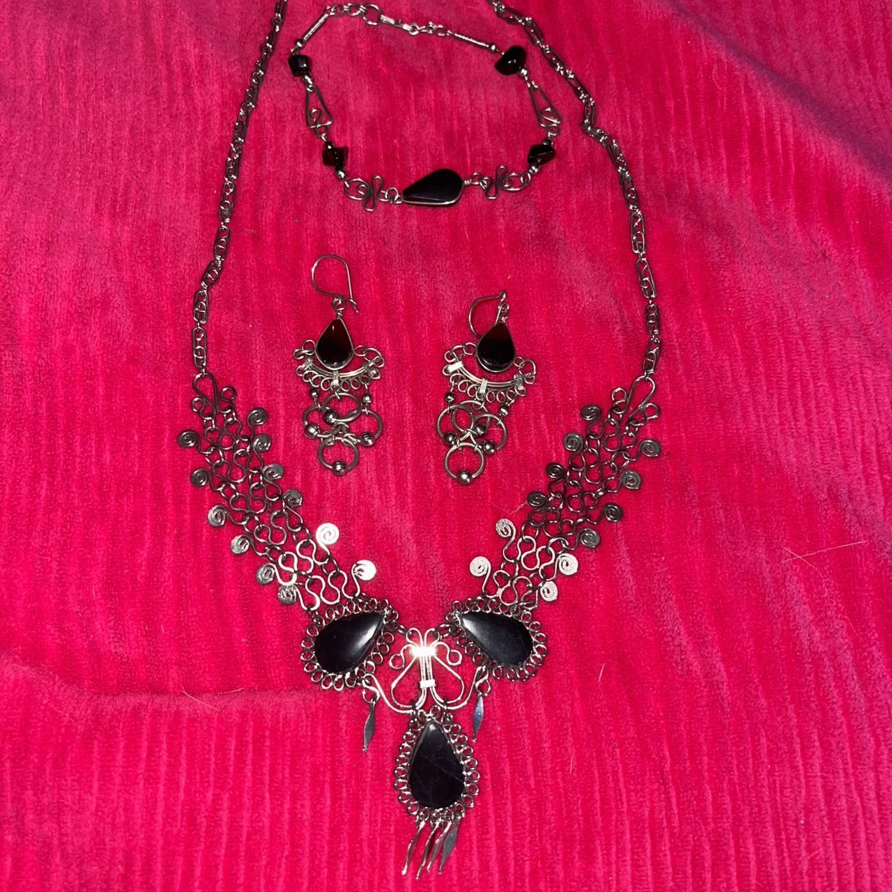 Women's Necklace - Black/Silver – Black and silve… - image 2