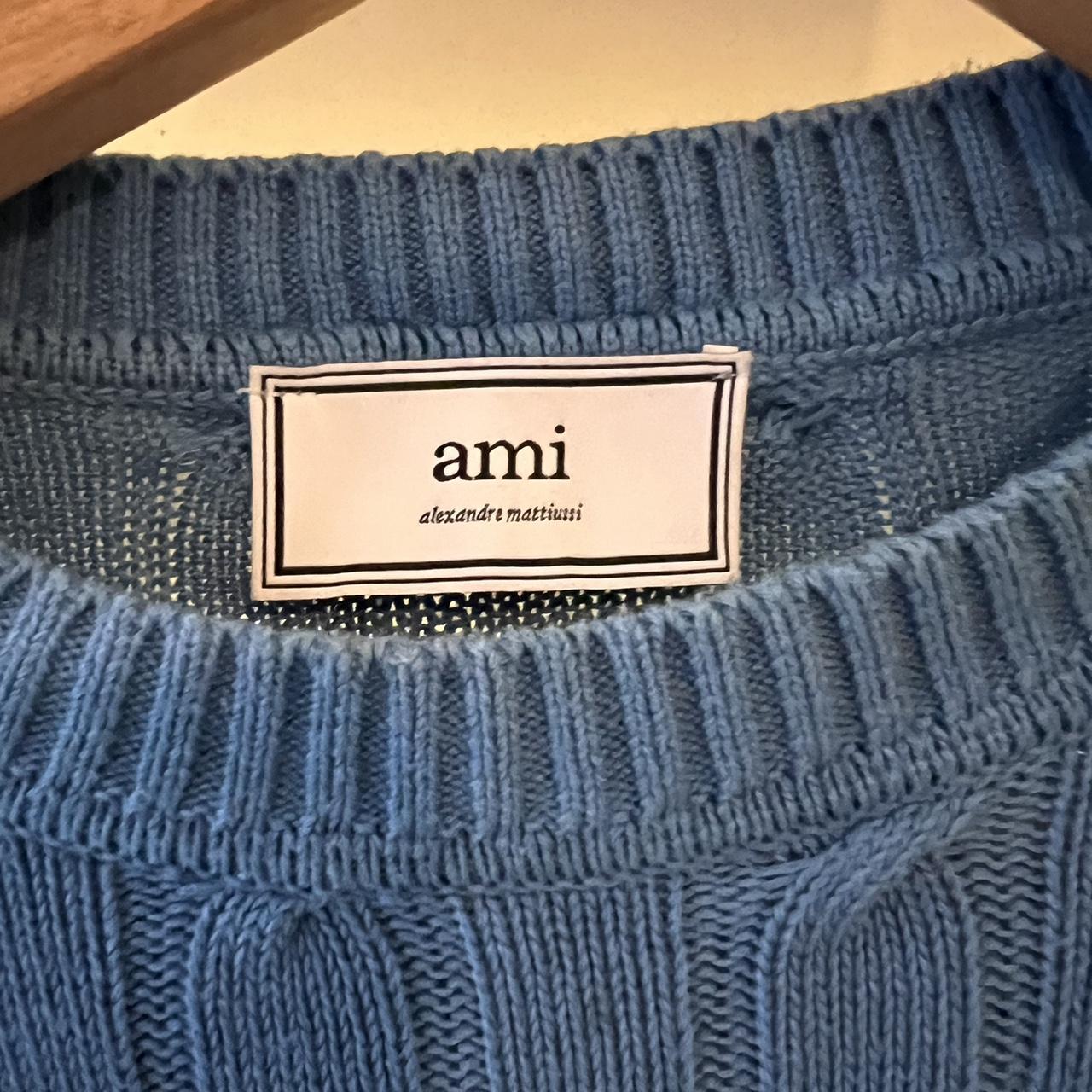 Ami Paris blue cable knit sweater. Men’s size M... - Depop