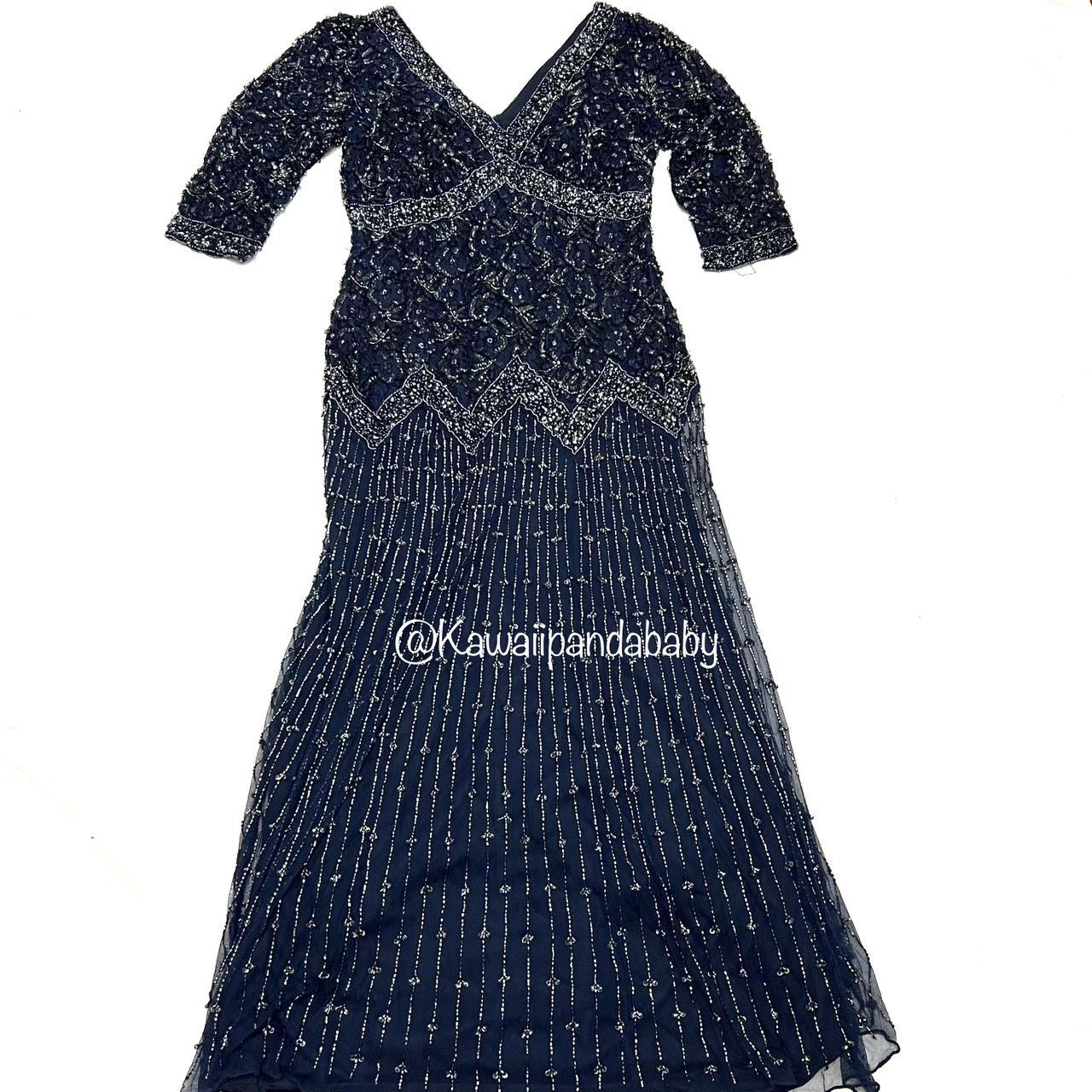 Vintage Pisarro Nights Navy Blue Sequin Beaded. Depop