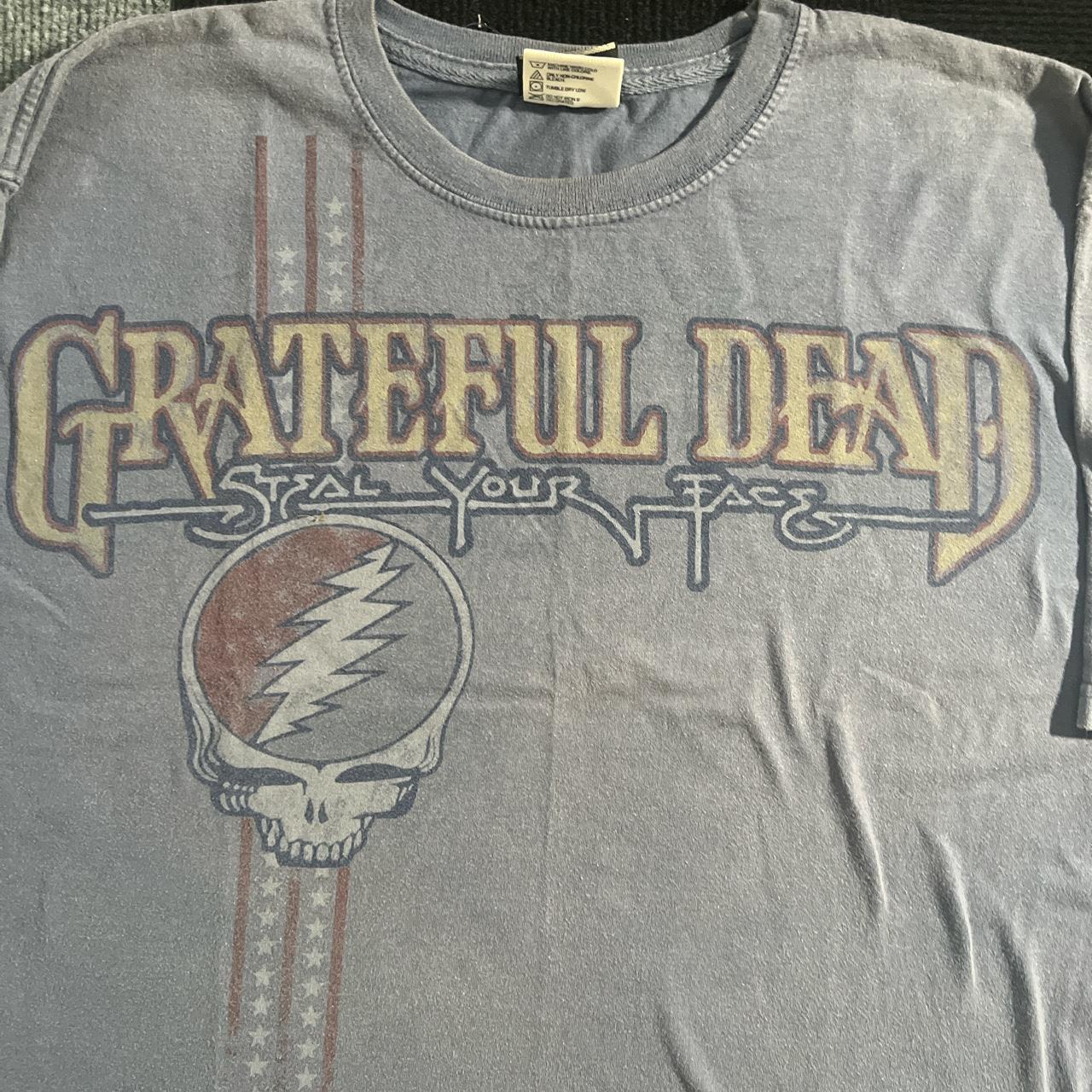 Vintage Grateful Dead Steal Your Face Liquid Blue T - Depop