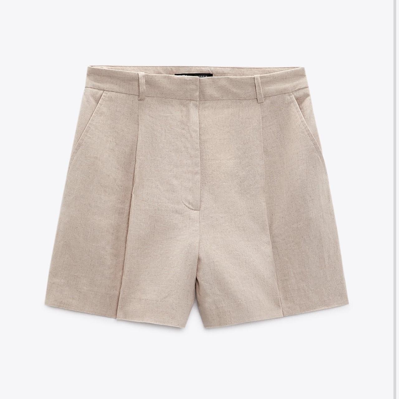 Zara Linen Blend High-Wait Bermuda Shorts in
