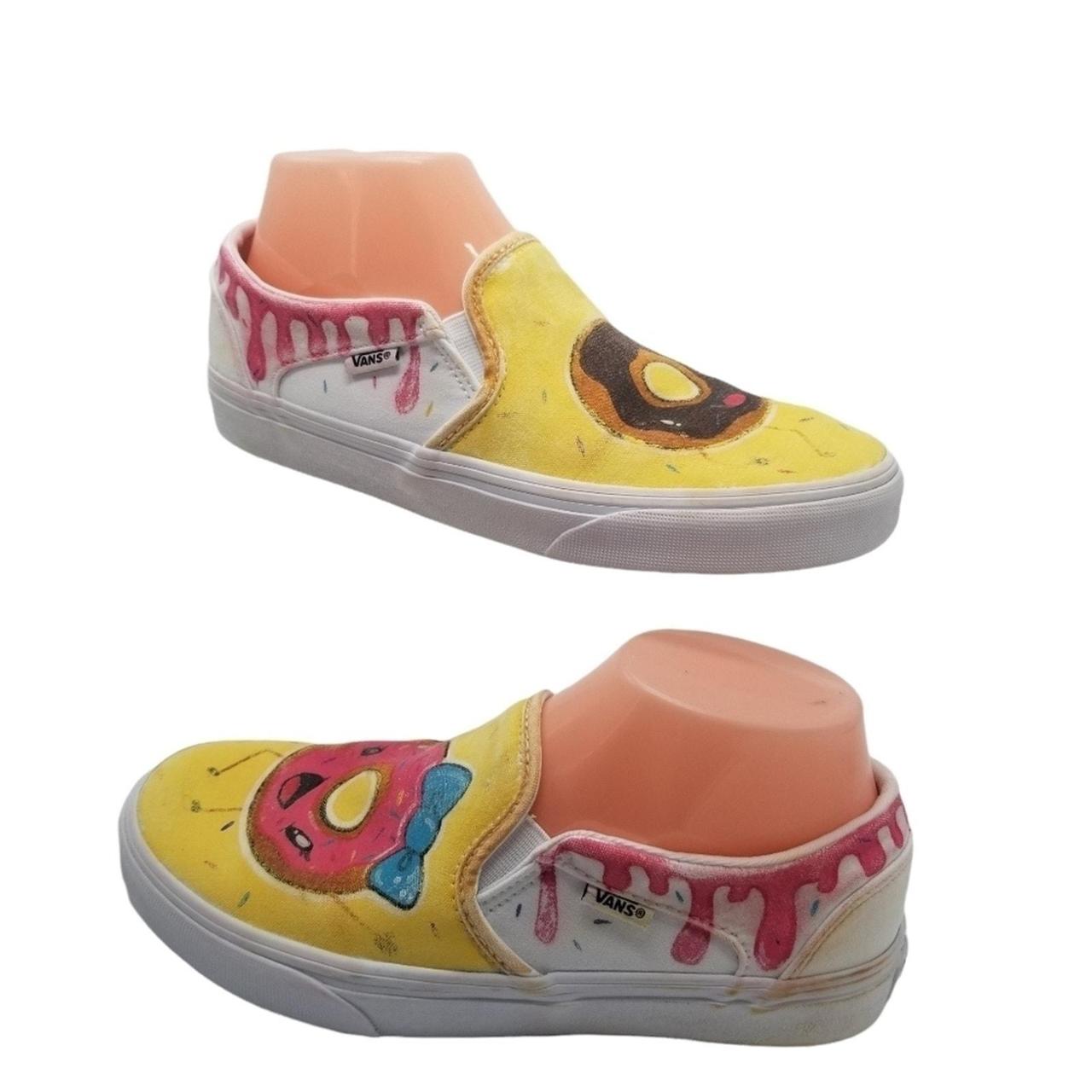 Vans Custom Painted Donut Design Slip On Sneakers. Depop