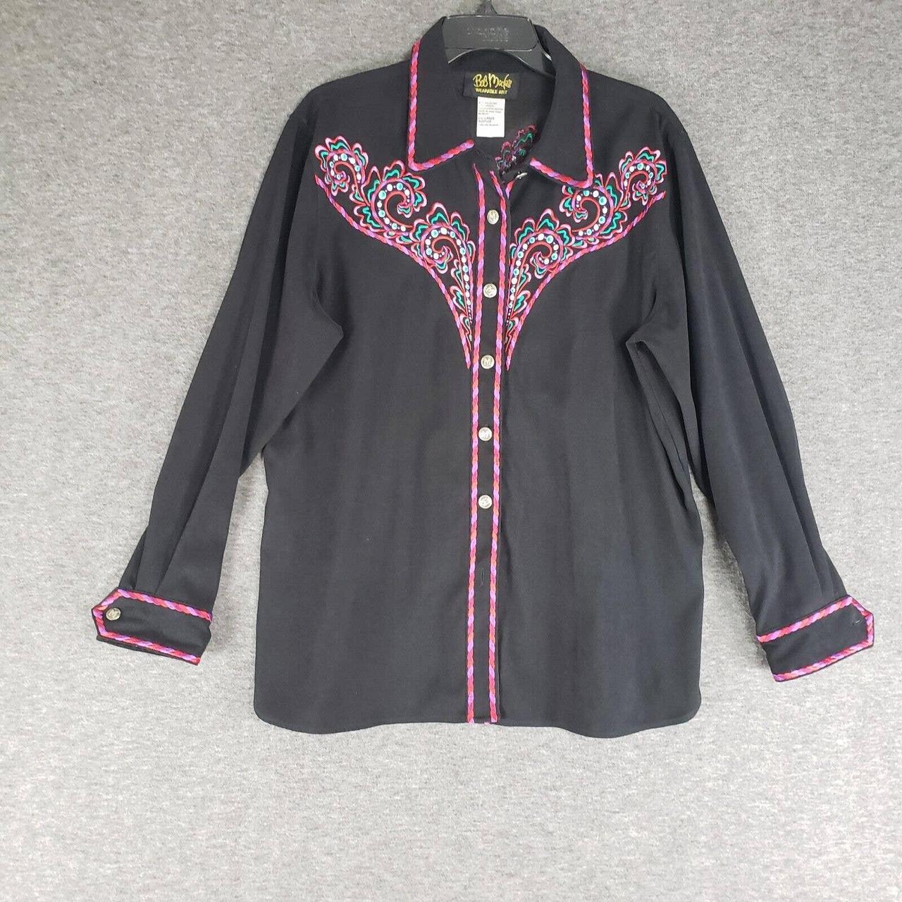 Vintage Bob Mackie Button Up Shirt Womens Size L... - Depop